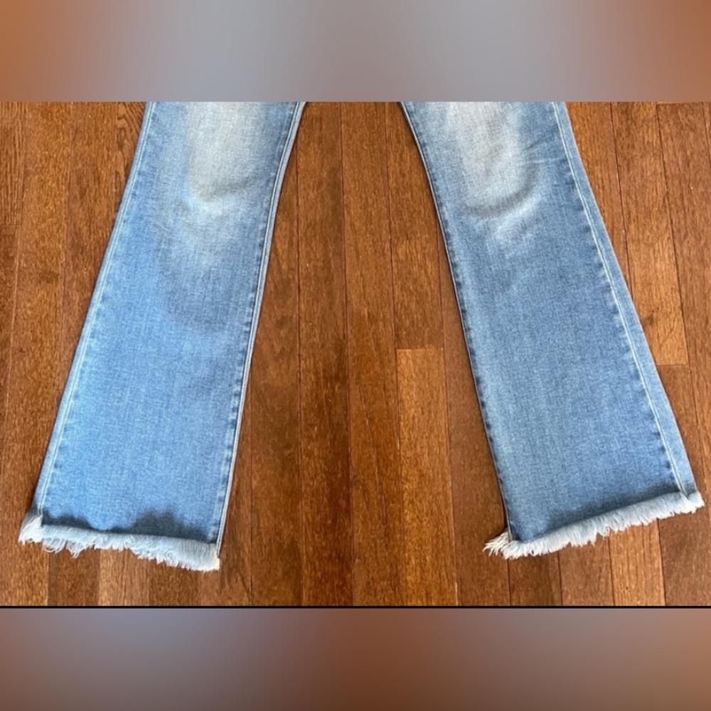 Frayed Hem High Rise Double Button Boot Cut Jeans… - image 4